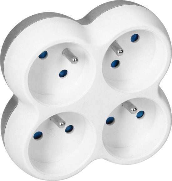Verdeelstekker - horizontaal 4× French - max 3680 watt - Wit