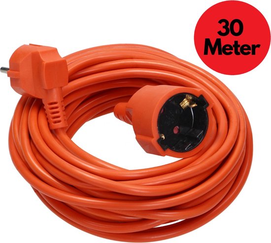 Virone verlengsnoer - buiten 30 meter - IP20 3680 watt - 3×1,0 mm² - Oranje