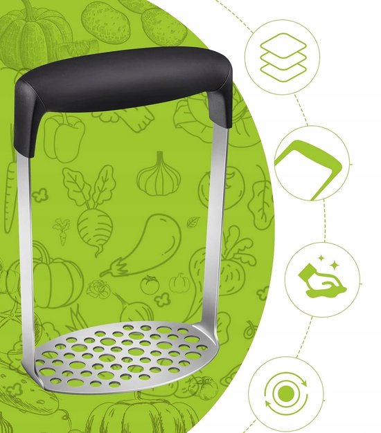 Kinghoff pureestamper - ergonomische anti-slip handgreep