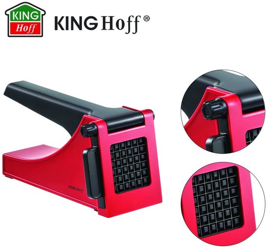 Kinghoff frietsnijder - 36×10 mm - RVS messen - Rood