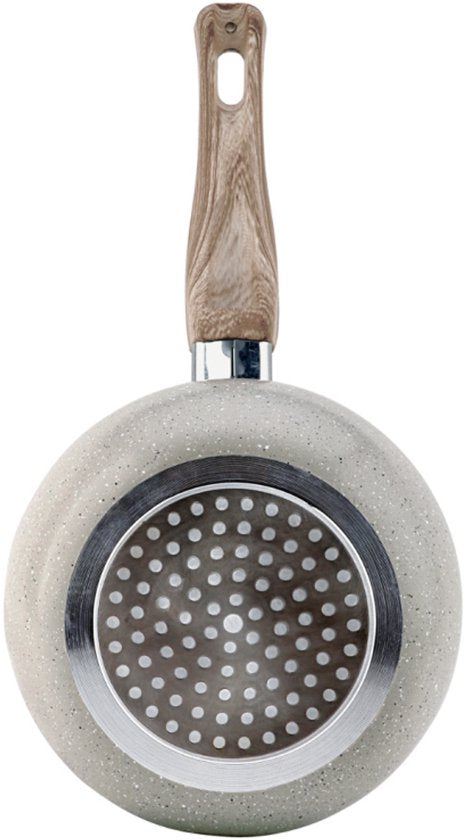 Kinghoff KH-1982 Turkse koffiepot cezve - 1,8 liter - voor inductie gas en elektrisch - anti-aanbaklaag in marmerlook - houten handvat