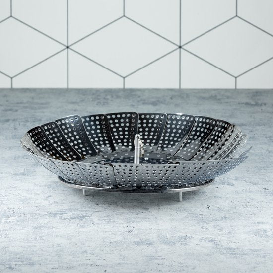 Kinghoff stoommandje - opvouwbaar ø28 cm - staal - Zilver