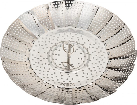 Kinghoff stoommandje - opvouwbaar ø28 cm - staal - Zilver