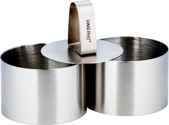 Kinghoff dessertvorm set van 3 - rond Ø7,6 cm met drukplaat - staal