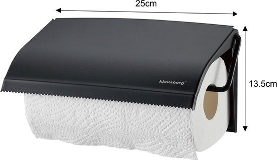 Klausberg keukenrolhouder - metaal 25×13,5×2 cm - 7714 - Zwart