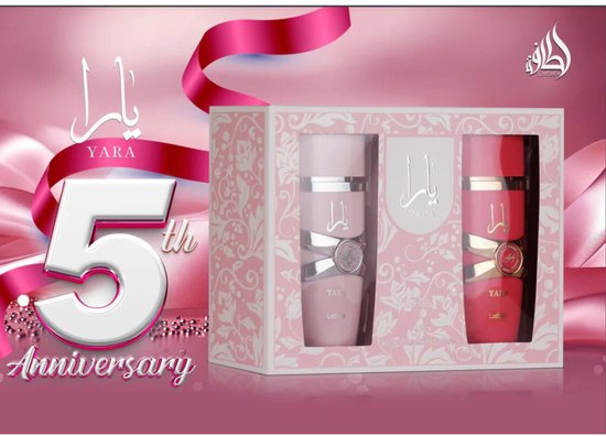 Lattafa Yara cadeauset - 5th Anniversary Edition - Yara Candy eau de parfum 100 ml + Yara eau de parfum 100 ml - voor dames