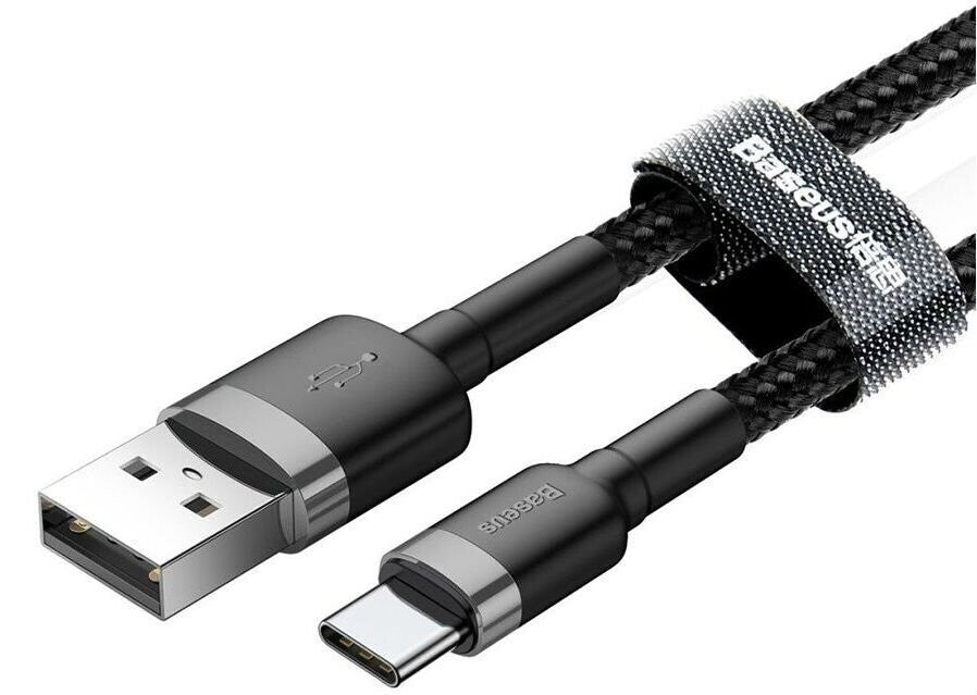 Baseus Cafule Kabel USB naar USB-C 3 A - 0.5 meter - Grijs/Zwart