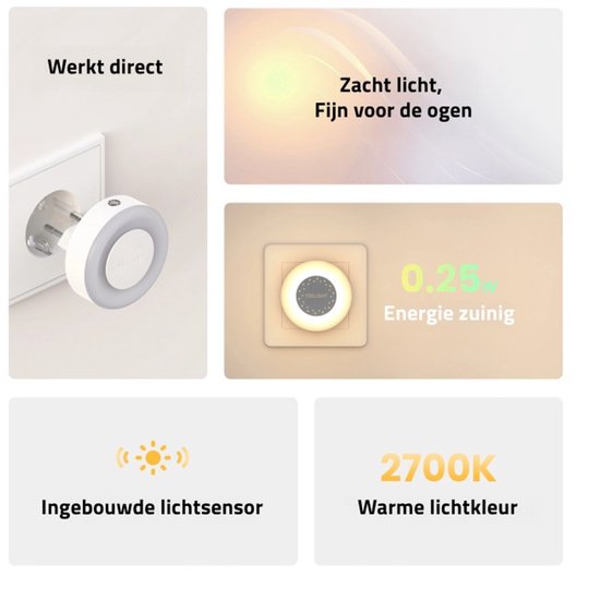Yeelight nachtlampje - plug-in kinderkamer - schemersensor