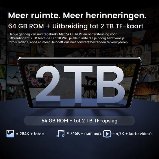 Blackview Tab 20 tablet - WiFi Android 15 12GB+64GB 10 inch - inclusief hoes screenprotector - Blauw
