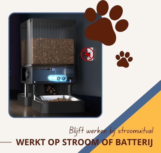 Oneisall voerautomaat PFD-002 - automatisch draadloos - droogvoer kat en hond - portiecontrole - 5 liter reservoir - zonder WiFi