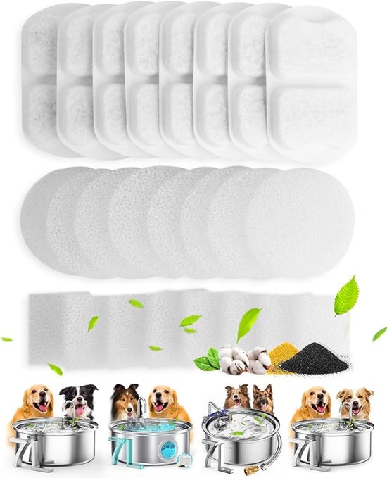 Oneisall drinkfontein filter refill set van 8 - voor waterdispenser 7 liter - kat en hond - 2 stuks