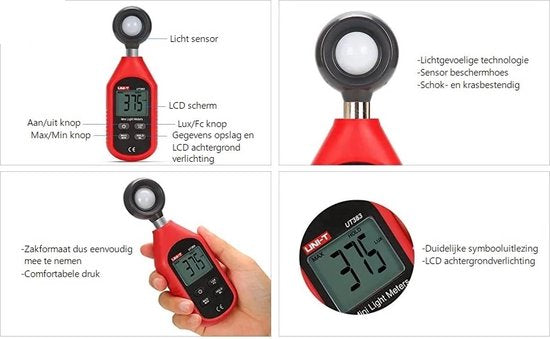 UNI-T luxmeter - digitaal LCD - 200.000 lux