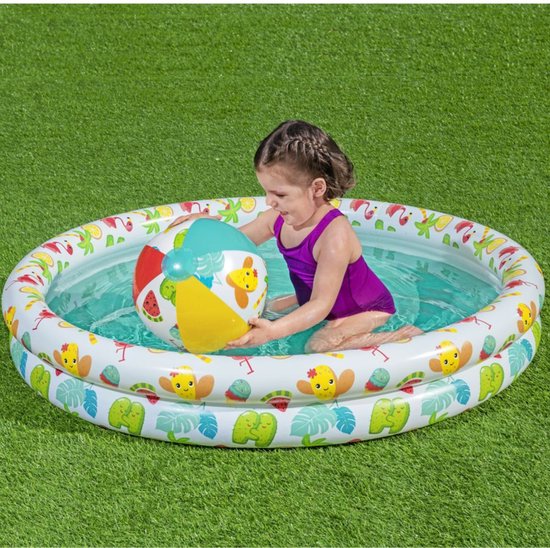 Bestway opblaasbaar zwembad set van 3 - met zwemband en strandbal - ⌀ 120 cm