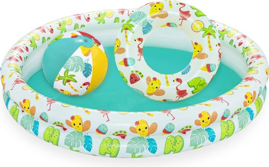 Bestway opblaasbaar zwembad set van 3 - met zwemband en strandbal - ⌀ 120 cm