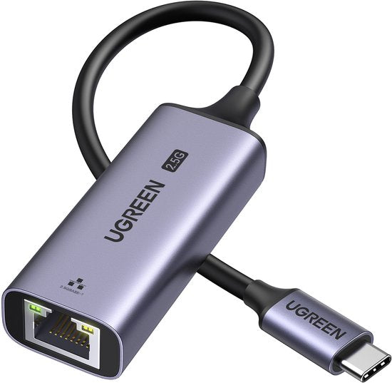 Ugreen CM648 ethernet adapter - USB-C naar RJ45 - 2,5 Gb/s - aluminium