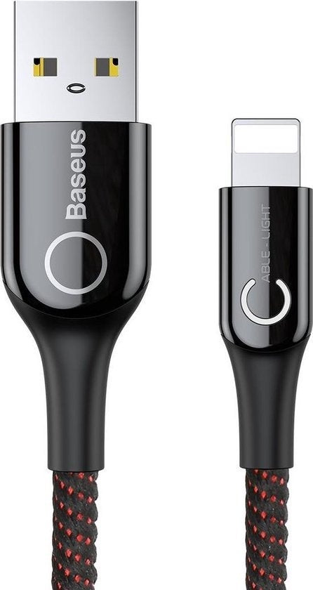 Baseus Smart Power-Off USB naar Lightning Kabel 1 meter - Zwart