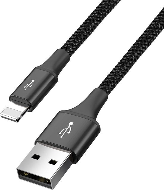 Baseus USB kabel - 4-in-1 Lightning/2x USB-C/micro USB - nylon vlecht 3,5A 1,2 m - Zwart