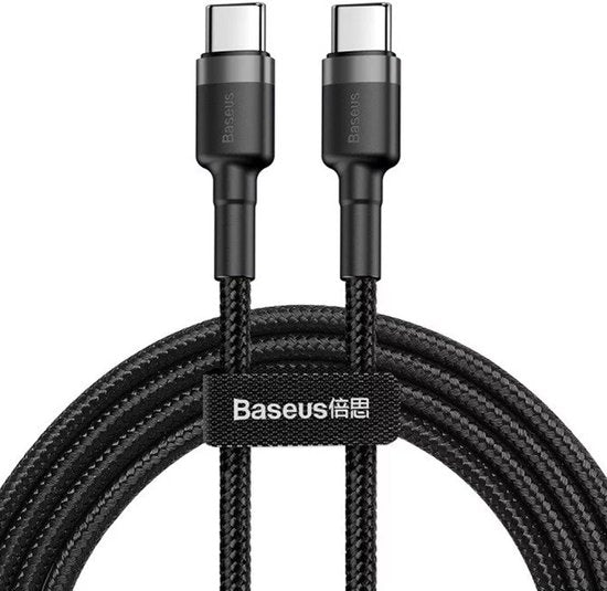 Baseus USB-C kabel - geweven nylon 3A - 1 m - Grijs