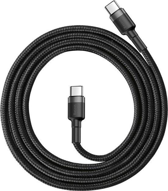 Baseus USB-C kabel - geweven nylon 3A - 1 m - Grijs
