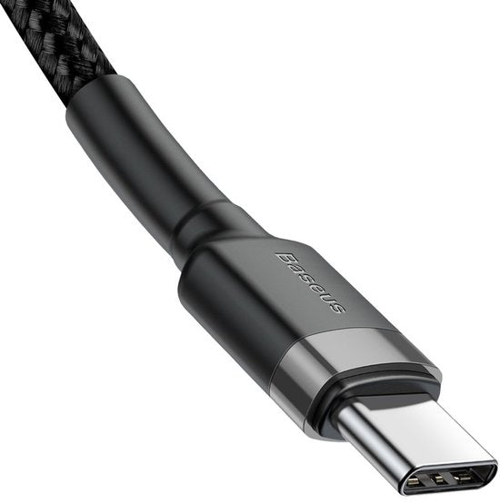 Baseus USB-C kabel - geweven nylon 3A - 1 m - Grijs