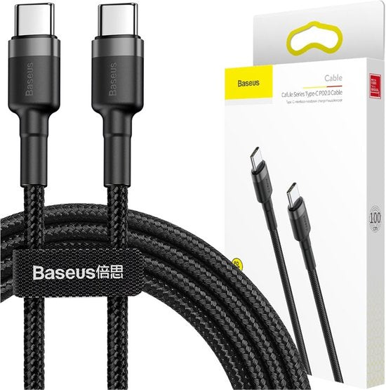 Baseus USB-C kabel - geweven nylon 3A - 1 m - Grijs