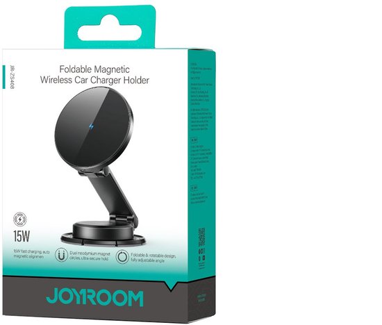 Joyroom telefoonhouder auto - magnetisch 360° draaibaar - voor dashboard en voorruit - 15 W - Zwart