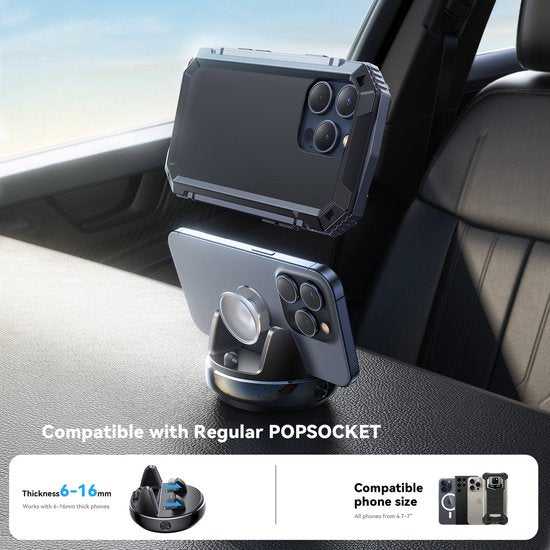 Joyroom telefoonhouder auto - dashboard auto-lock 360° draaibaar - herbruikbaar - geschikt voor 4,7–7 inch smartphones - Zwart