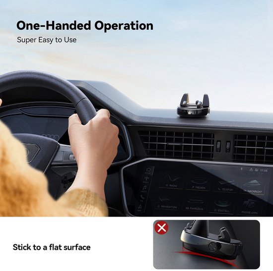 Joyroom telefoonhouder auto - dashboard auto-lock 360° draaibaar - herbruikbaar - geschikt voor 4,7–7 inch smartphones - Zwart