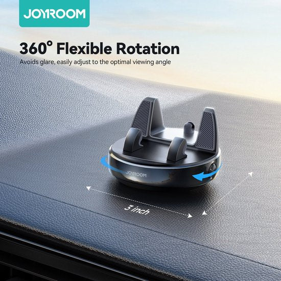 Joyroom telefoonhouder auto - dashboard auto-lock 360° draaibaar - herbruikbaar - geschikt voor 4,7–7 inch smartphones - Zwart