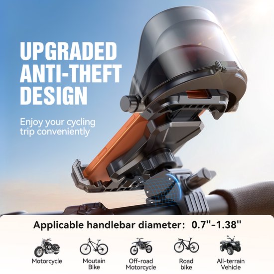 Joyroom phone holder JR-ZS528 - bike and motorbike with sun visor - 4.7 to 7 inch - Black