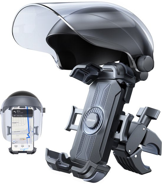 Joyroom telefoonhouder motor - scooter en fiets - zonneklep - 360 graden verstelbaar - Zwart
