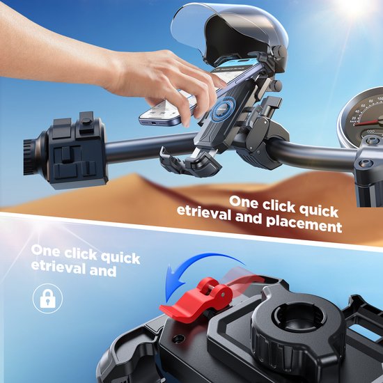 Joyroom telefoonhouder motor - scooter en fiets - zonneklep - 360 graden verstelbaar - Zwart