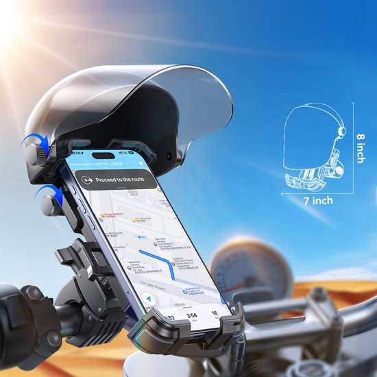 Joyroom telefoonhouder motor - scooter en fiets - zonneklep - 360 graden verstelbaar - Zwart