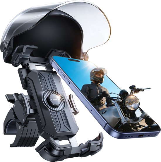Joyroom telefoonhouder motor - scooter en fiets - zonneklep - 360 graden verstelbaar - Zwart