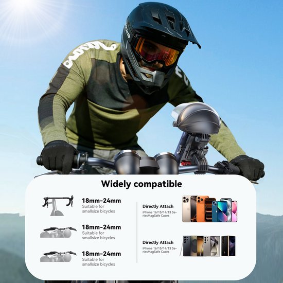 Joyroom telefoonhouder motor - scooter en fiets - zonneklep - 360 graden verstelbaar - Zwart