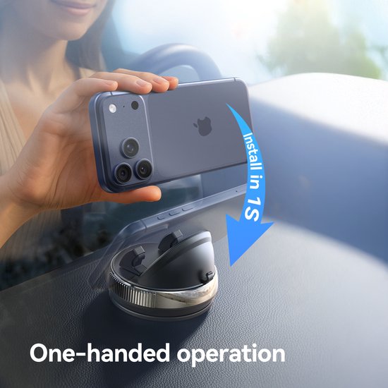 Joyroom telefoonhouder - dashboard voor auto caravan bureau en keuken - 360° draaibaar en herbruikbaar - Zwart