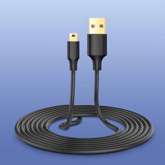 Ugreen USB naar mini-USB kabel - 5-pins verguld - 0,5 m - Zwart - US132