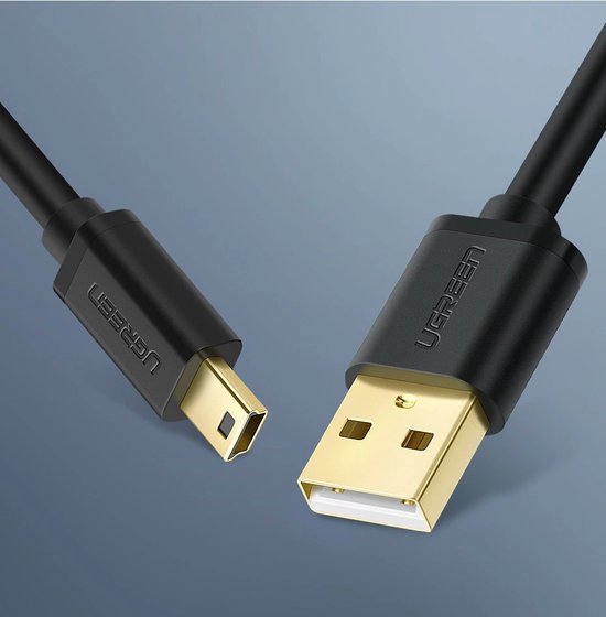 Ugreen USB naar mini USB kabel - 480 Mbps - 1,5 m - Zwart - US132