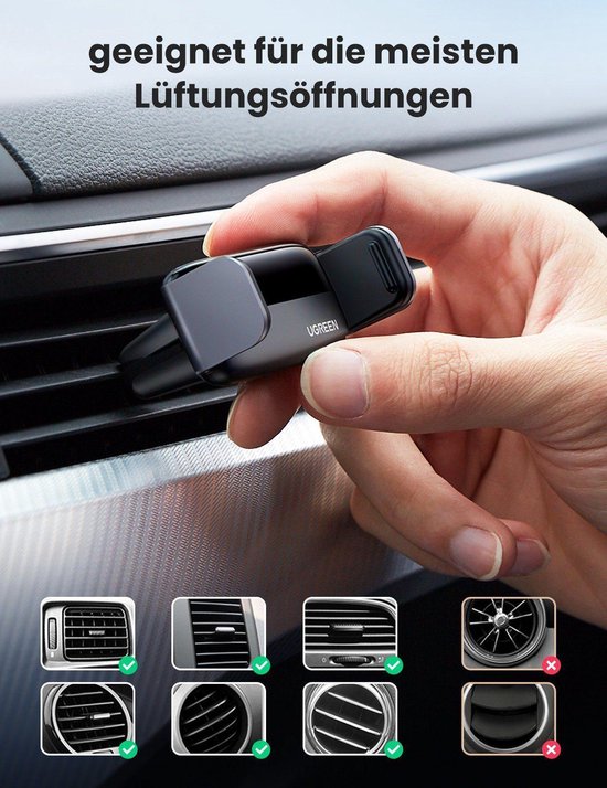 Ugreen telefoonhouder - universeel verstelbaar - ventilatierooster - Zwart