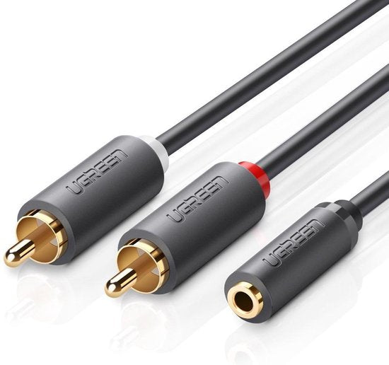 Audiokabel - 3,5 mm jack female naar 2 RCA male