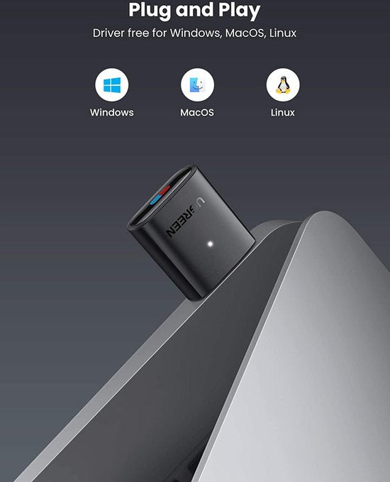 Ugreen Bluetooth 5.0 adapter - draadloze USB audio zender - Switch/Switch Lite/Windows/Mac/Linux