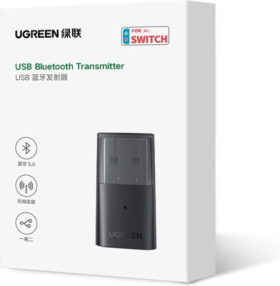 Ugreen Bluetooth 5.0 adapter - draadloze USB audio zender - Switch/Switch Lite/Windows/Mac/Linux