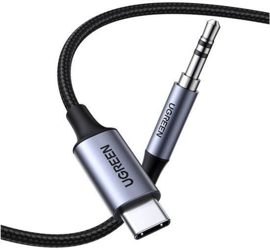 Ugreen stereo audiokabel - USB-C naar 3,5 mm AUX mini-jack - geschikt voor telefoon en tablet - 1 meter - Zwart
