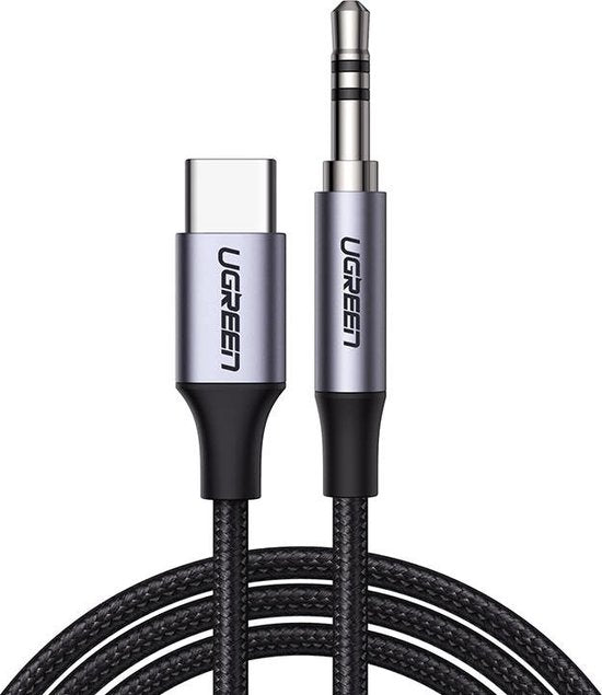 Ugreen stereo audiokabel - USB-C naar 3,5 mm AUX mini-jack - geschikt voor telefoon en tablet - 1 meter - Zwart