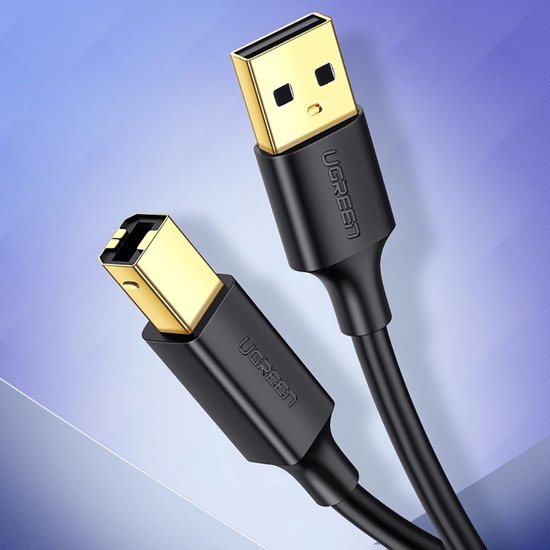 Ugreen USB 2.0 Type B printerkabel - mannelijk naar mannelijk - 480 Mbps - 2 meter - US135-20847 - Zwart