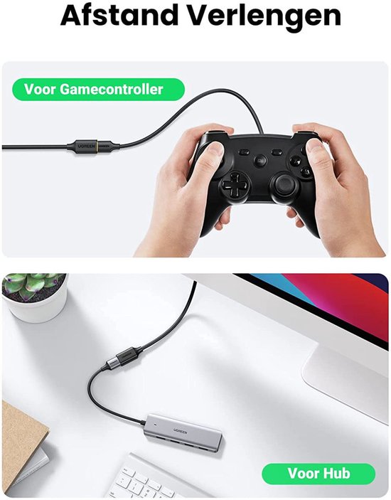 Ugreen USB verlengkabel - USB naar USB 3.0 - 3 meter - Zwart