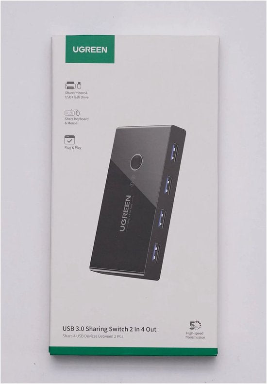 Ugreen sharing switch - USB 3.0 met 4 poorten - Zwart
