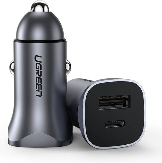 UGREEN auto-oplader - snellader 30 W - Power Delivery en Quick Charge - 3,4 A