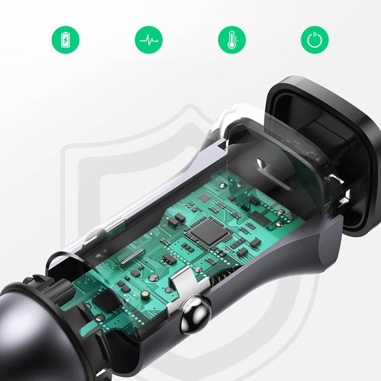UGREEN auto-oplader - snellader 30 W - Power Delivery en Quick Charge - 3,4 A