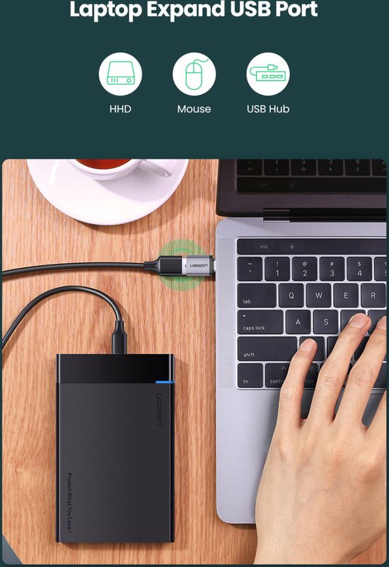 Ugreen adapter - USB-C naar USB-A 3.0 OTG - Grijs